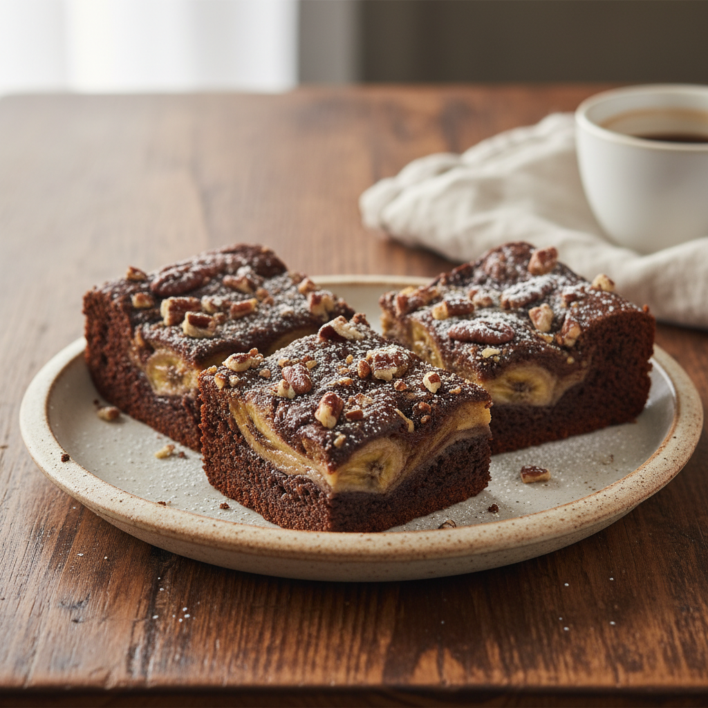 Banana bread brownies ready to serve