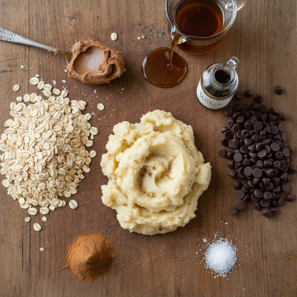 Ingredients for banana oatmeal bars