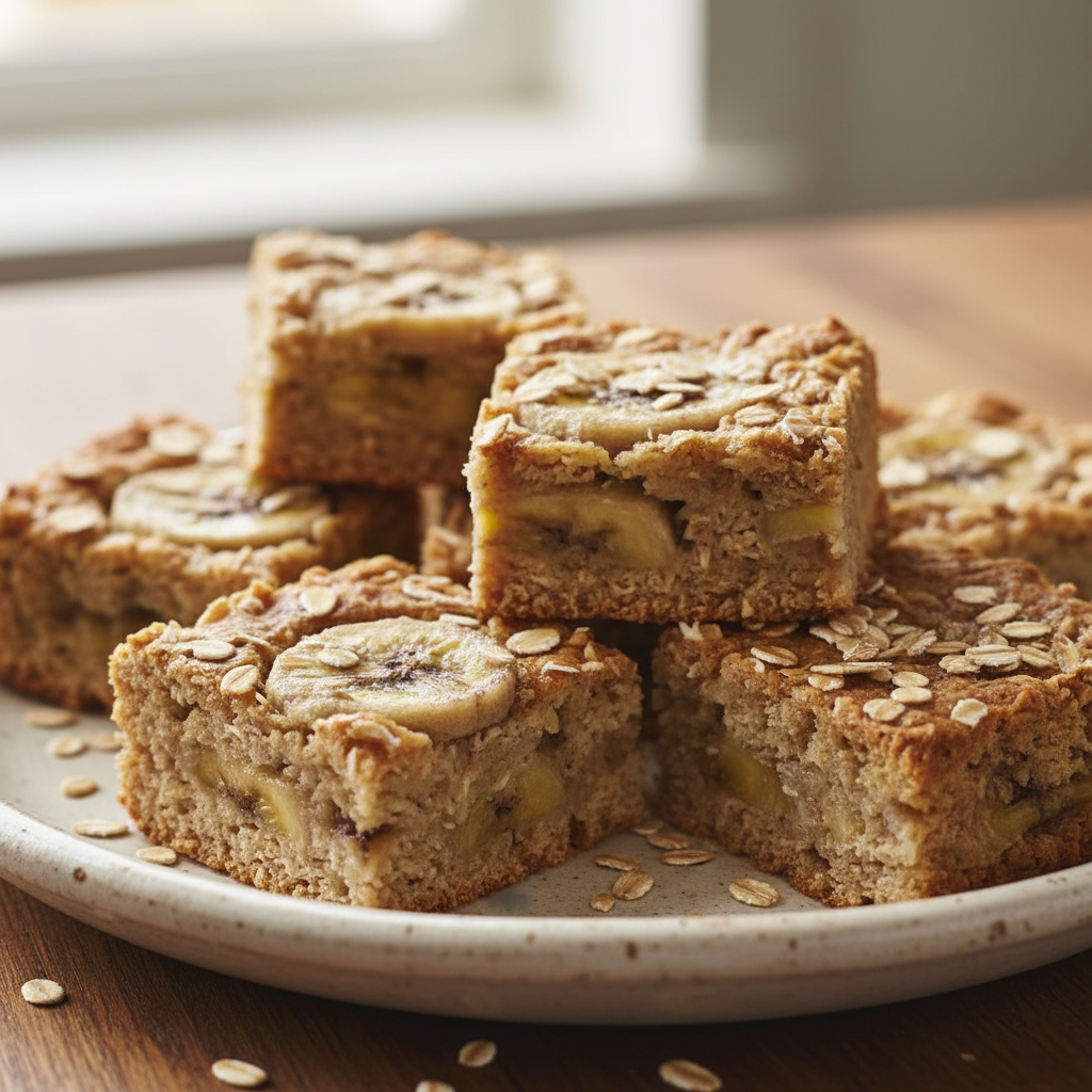 Banana oatmeal bars final presentation with tips list