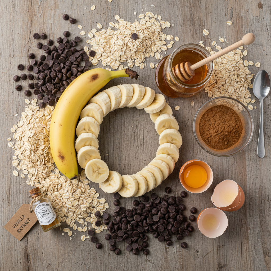 Ingredients for banana oatmeal cookies