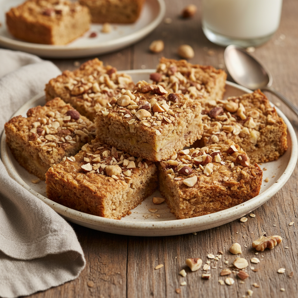 Delicious Banana Peanut Butter Oatmeal Bars ready to serve