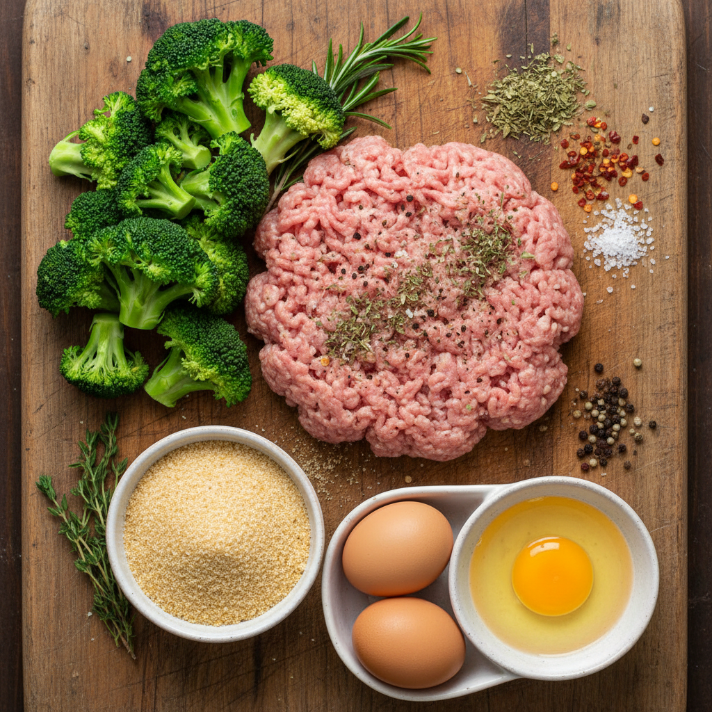 Ingredients for broccoli chicken fritters