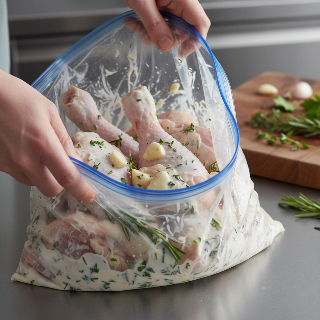 Chicken Marinating in Buttermilk Mixture