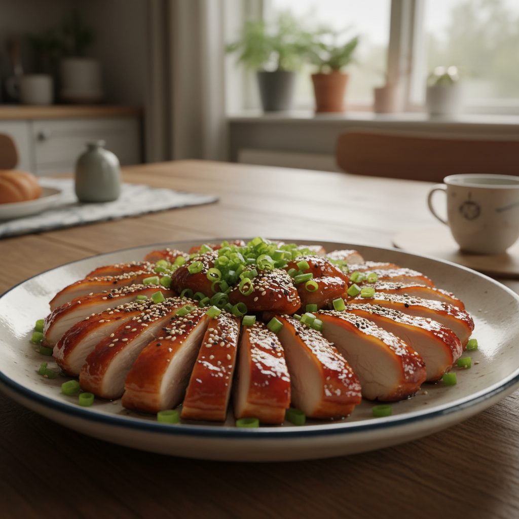 Plated Char Siu Chicken ready to serve