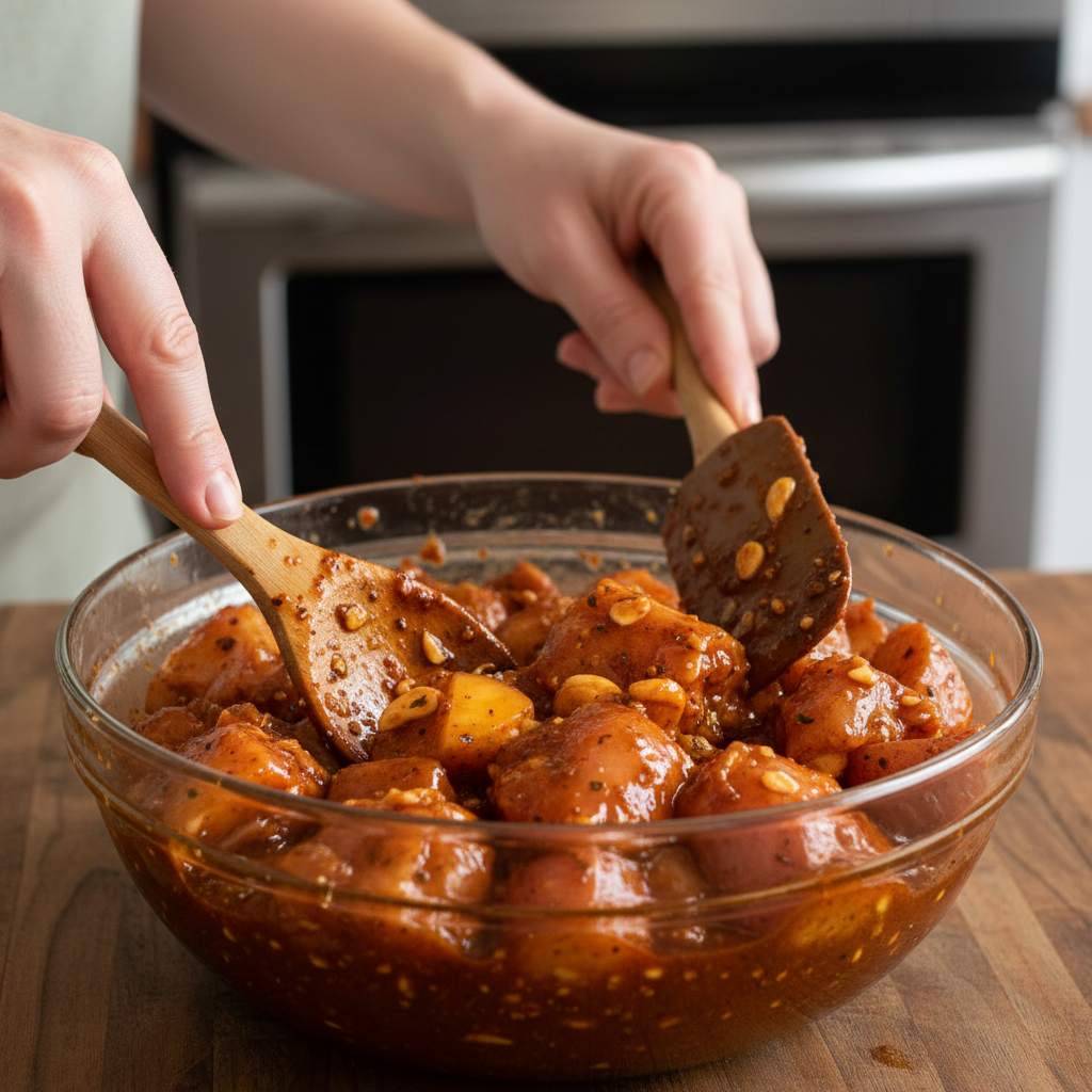 Mixing Char Siu marinade ingredients