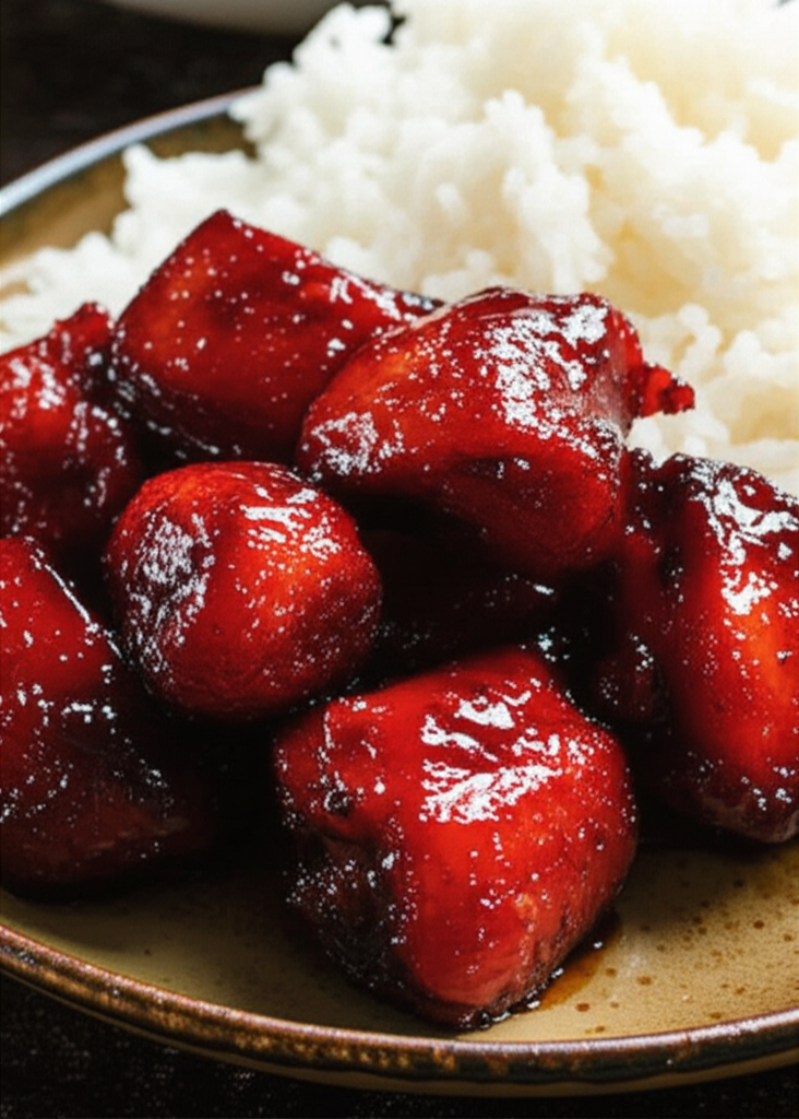 Char Siu Chicken glazed and served