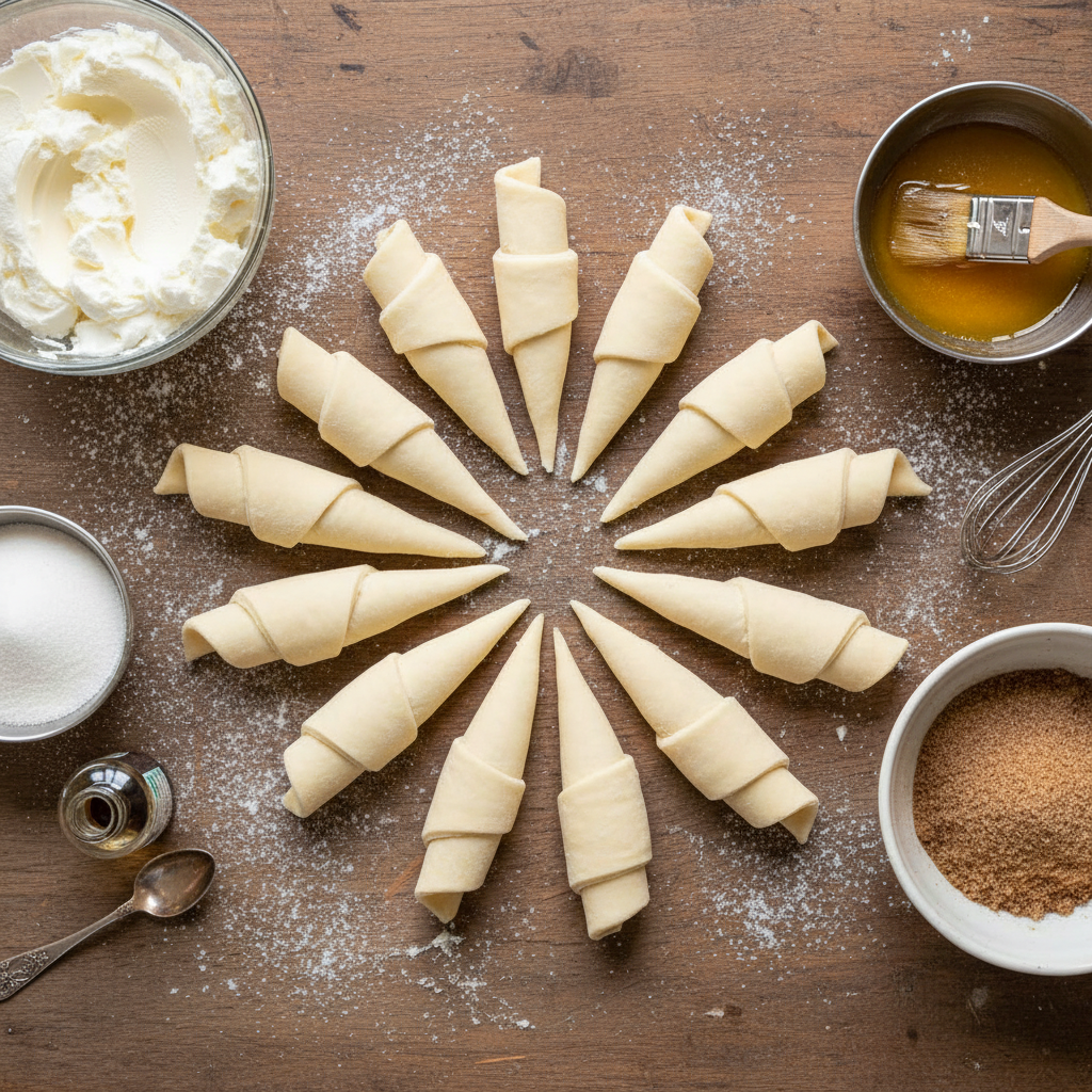 Ingredients for Cheesecake Crescent Rolls on kitchen counter