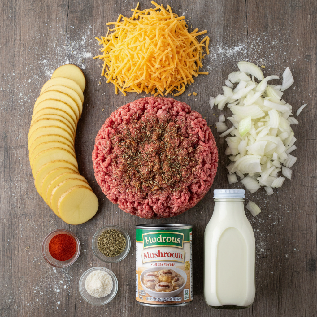 Ingredients for Hamburger Potato Casserole