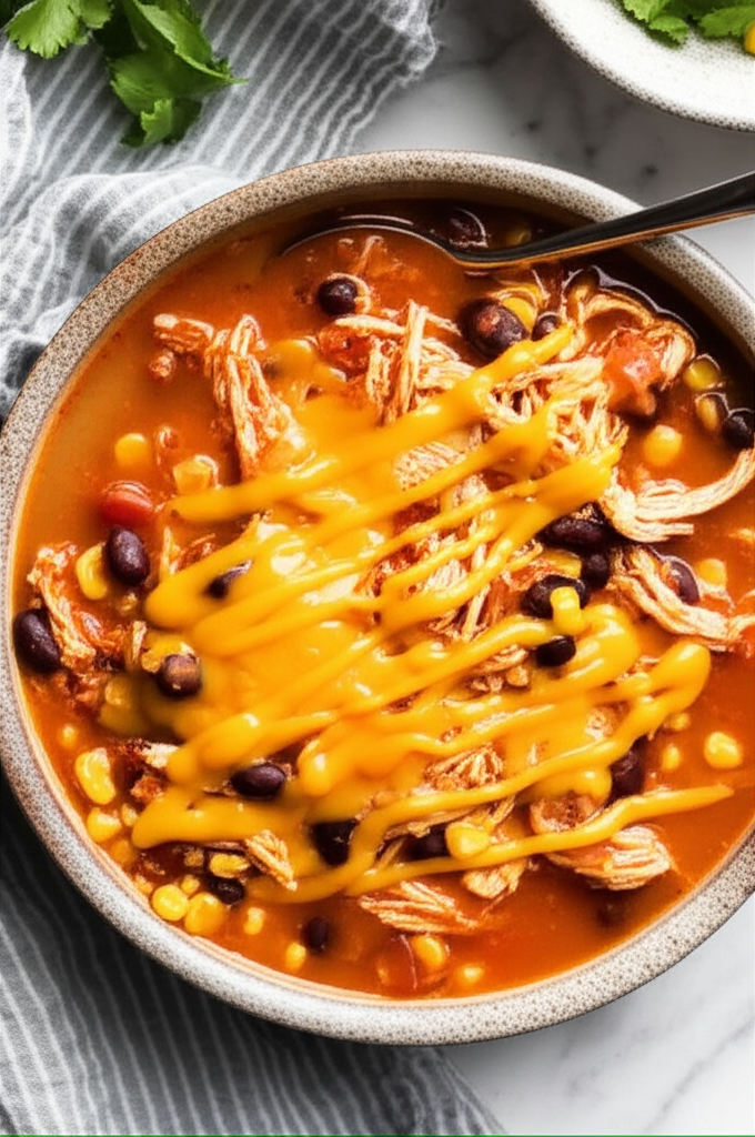 Chicken enchilada soup bowl