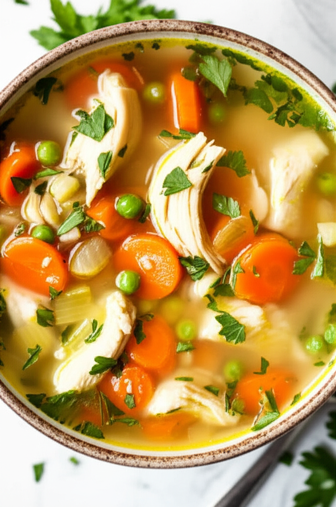 Chicken vegetable soup bowl