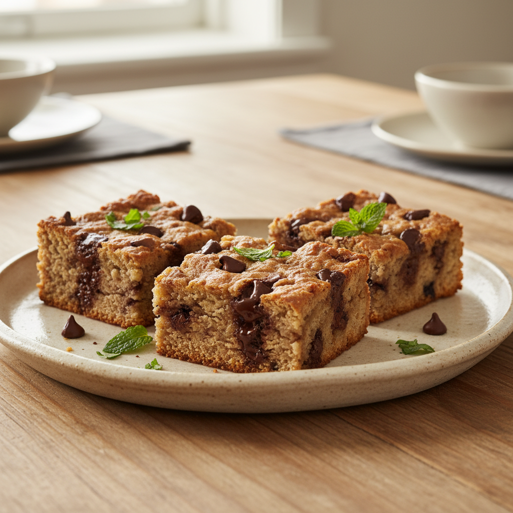 Sliced cooled chocolate chip banana bars