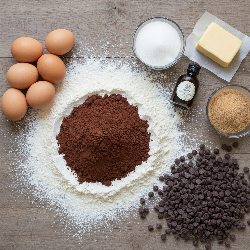 Ingredients for Brownie and Cookie layers