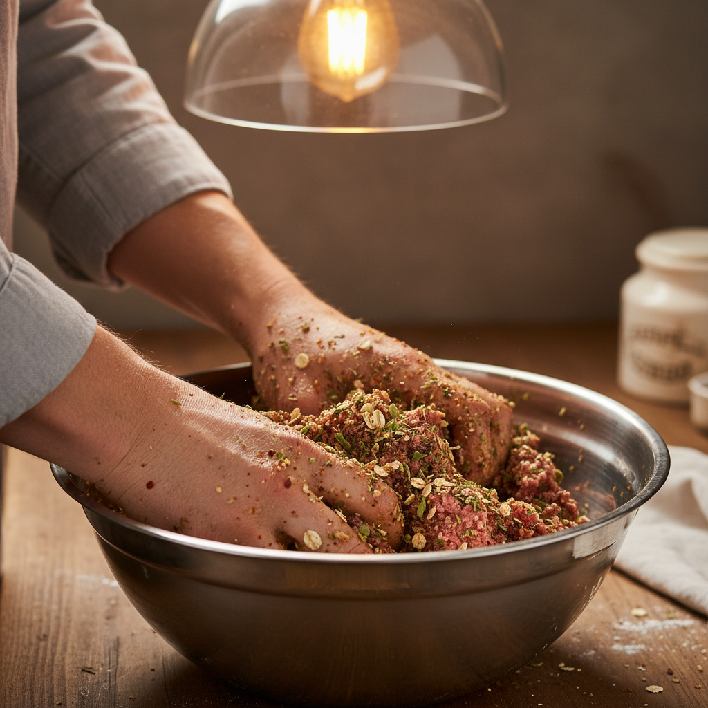 Ingredients for meatloaf laid out on a table