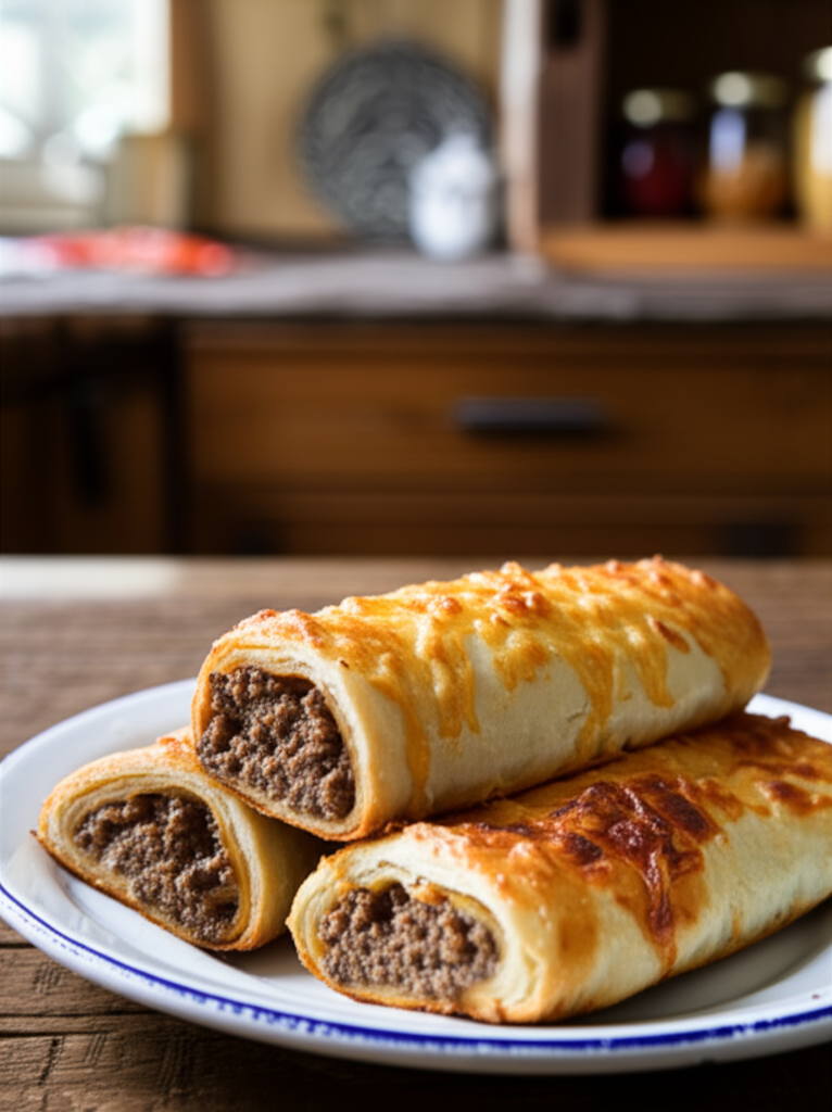 Cheesy Beefy Roll-Ups appetizer on a plate