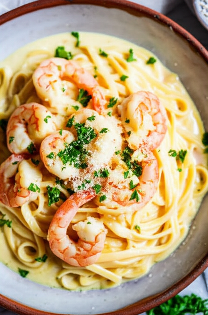 Creamy Garlic Shrimp Pasta dish