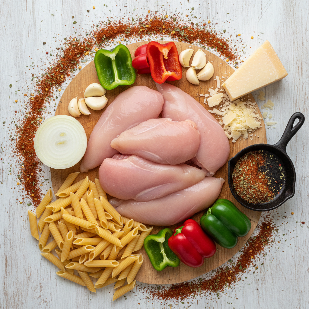Ingredients for Crock Pot Creamy Cajun Chicken Pasta