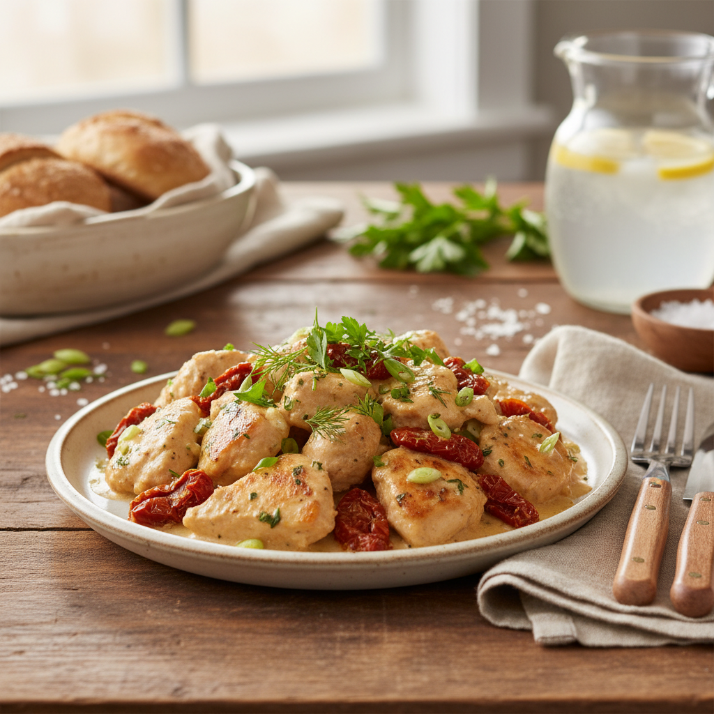 Finished Crock Pot Marry Me Chicken plate