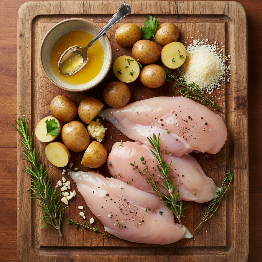 Ingredients for Garlic Parmesan Chicken and Potatoes