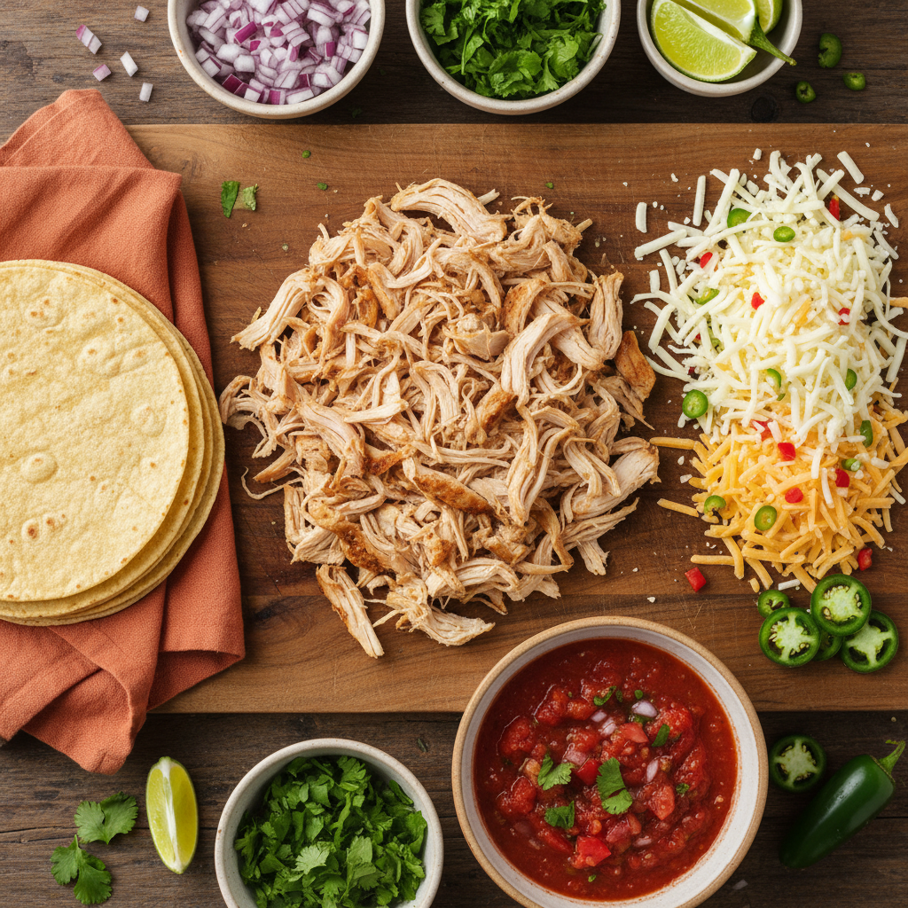 Ingredients for Easy Rotisserie Chicken Tacos