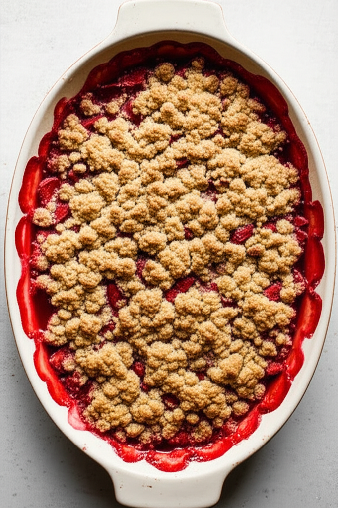 Fresh strawberries with brown sugar crumble on top