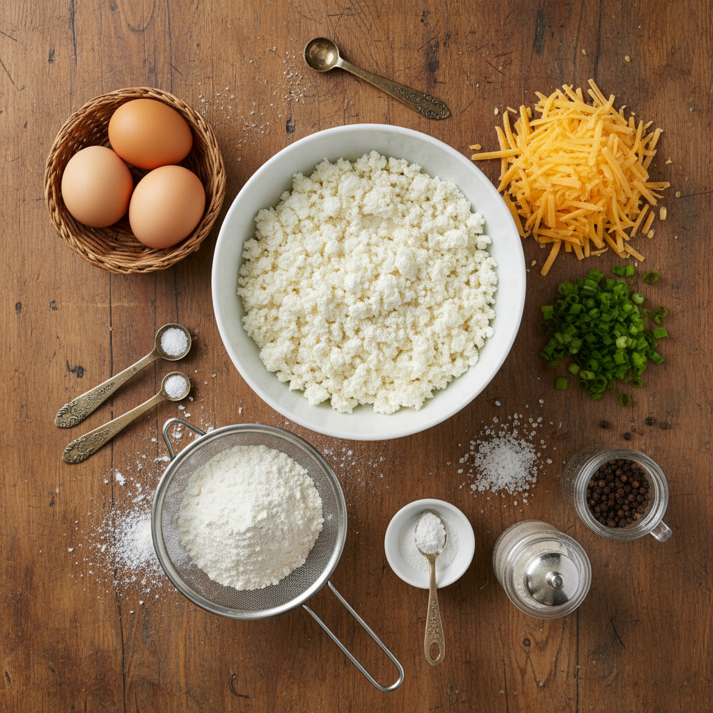 Ingredients for cottage cheese egg muffins