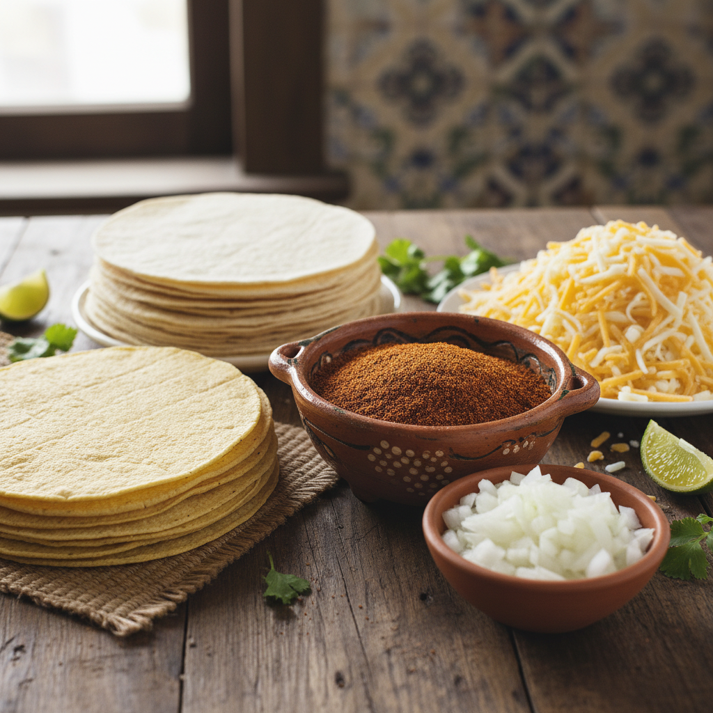 Ingredients for ground beef enchiladas