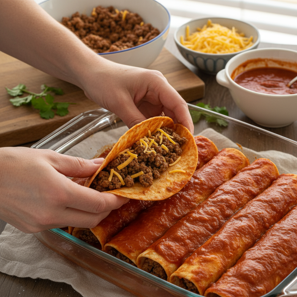 Instructions for making enchiladas