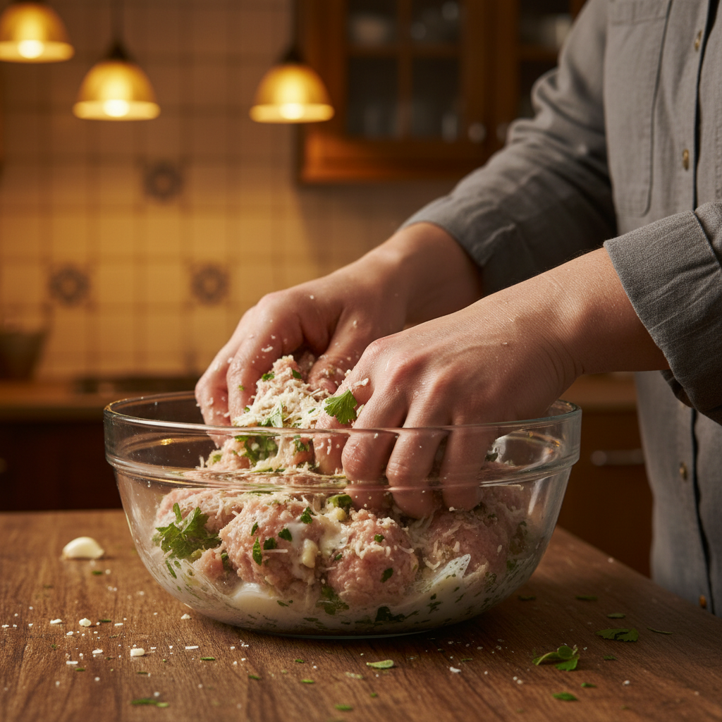 Adding milk to chicken meatloaf mix