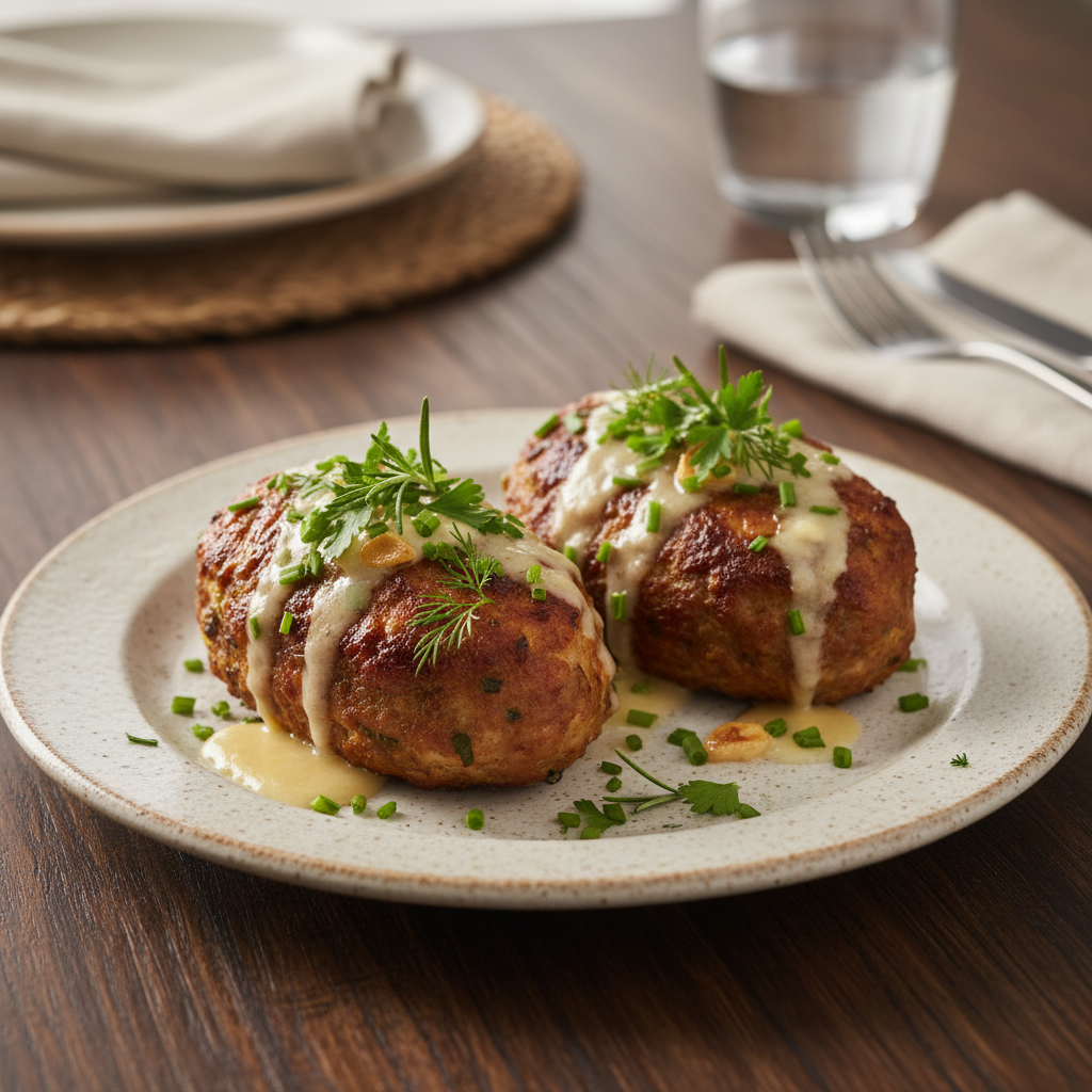 Resting Garlic Parmesan Chicken Meatloaves