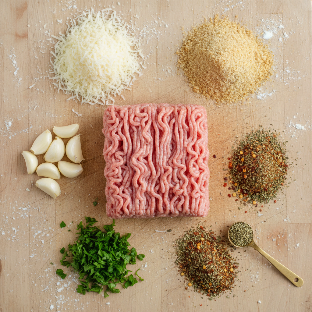 Ingredients for Garlic Parmesan Chicken Meatloaves