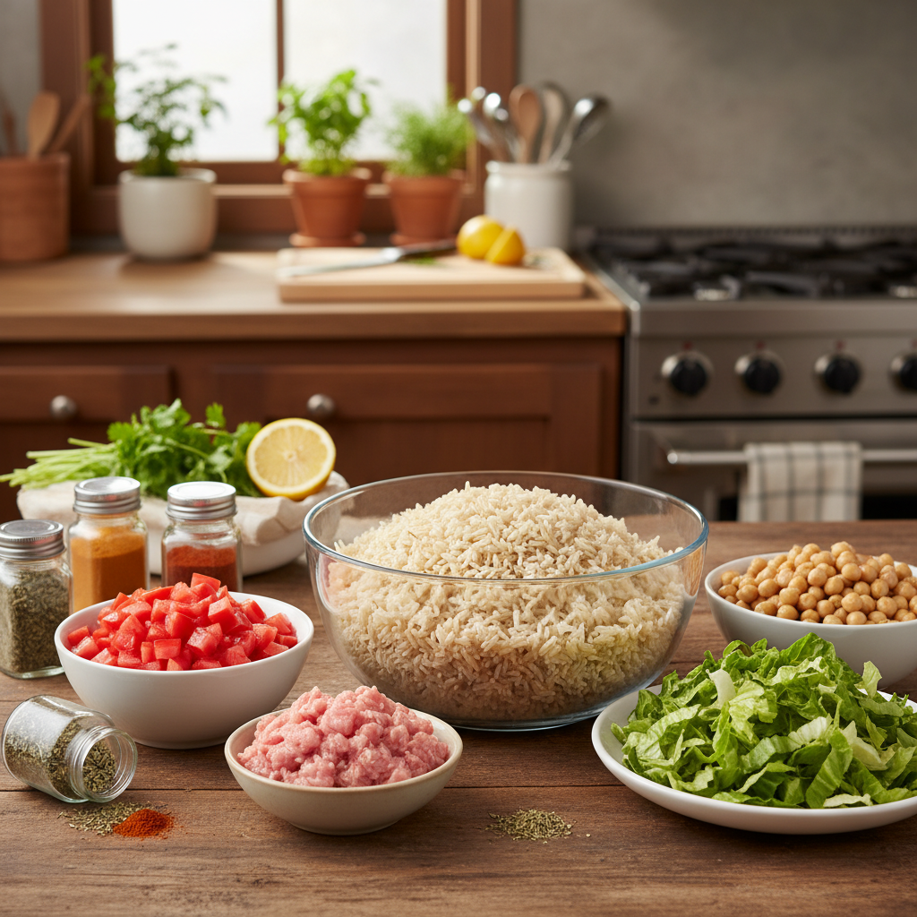 Ingredients for Ground Turkey Rice Bowls
