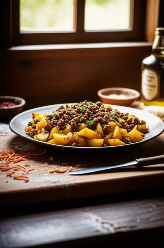 Ground Beef and Potatoes dish served on a plate