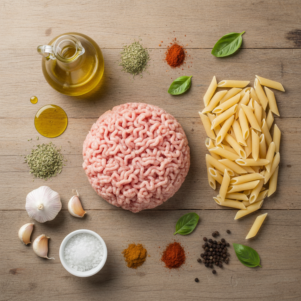 Ingredients for Ground Turkey Pasta