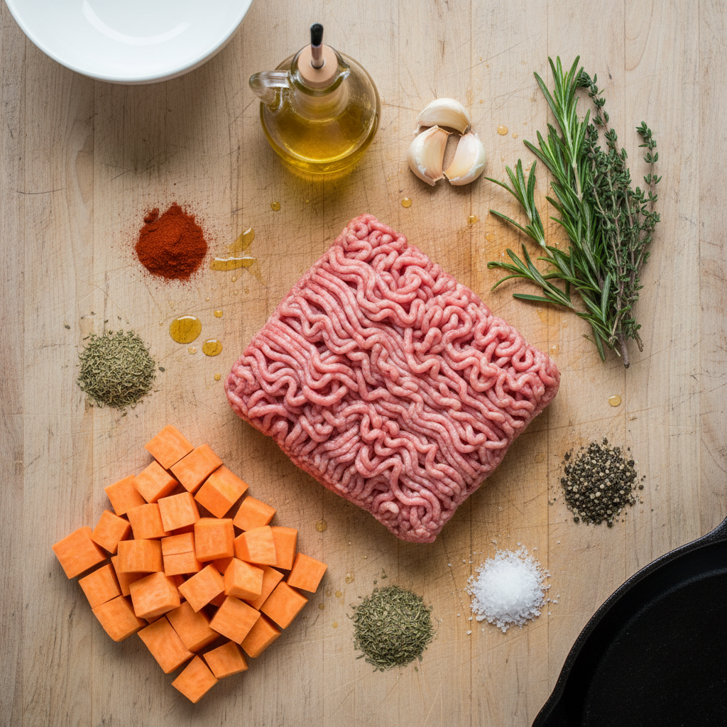 Ingredients for Ground Turkey Sweet Potato Casserole