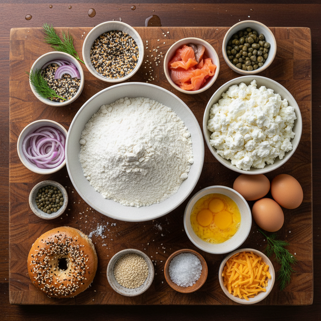 Ingredients for cottage cheese bagels