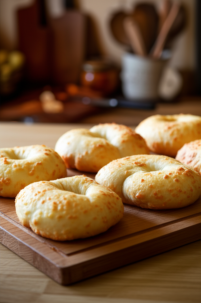 Fresh cottage cheese bagels on a plate