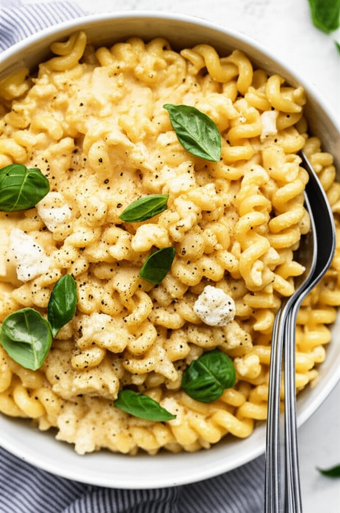Cozy cottage cheese pasta sauce in a bowl