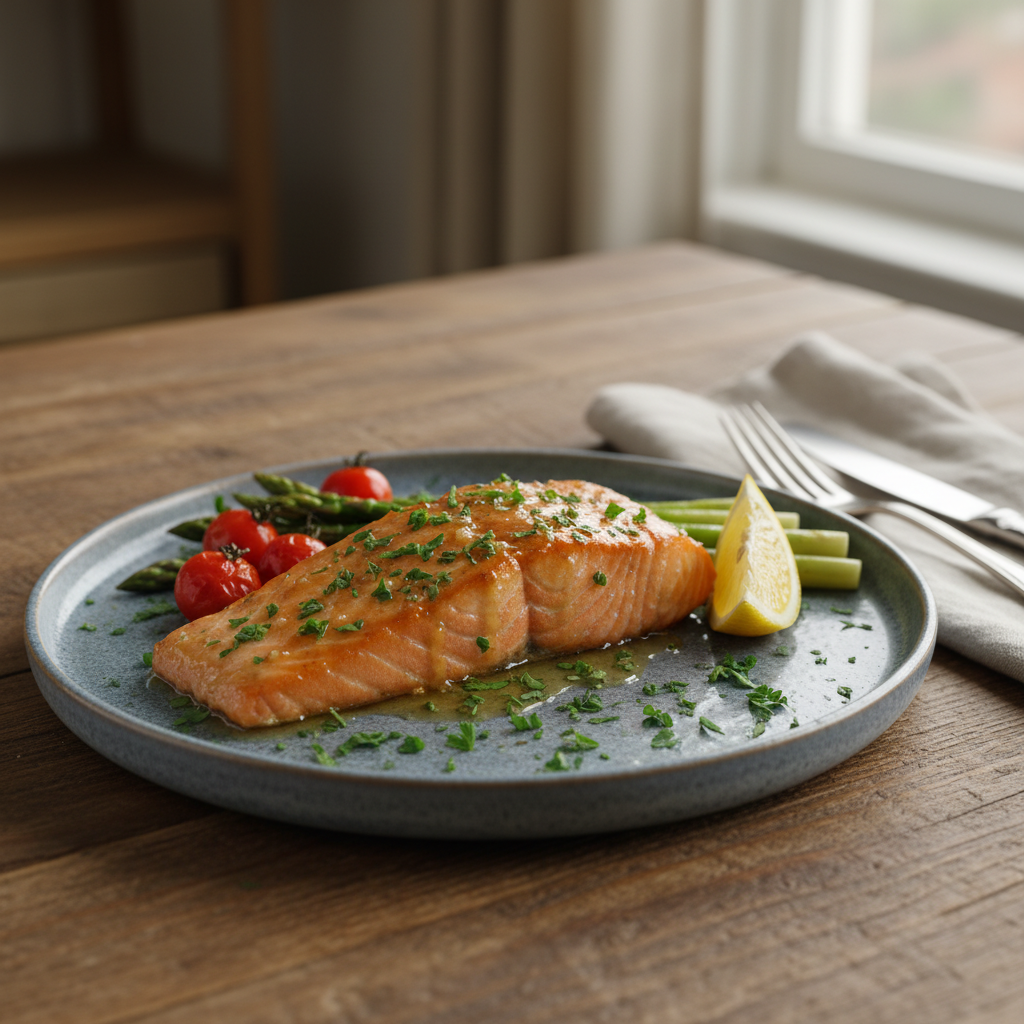 Delicious honey garlic butter salmon served with sides