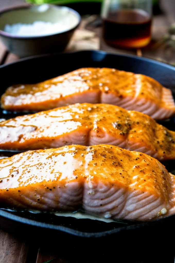 Honey Garlic Butter Baked Salmon plated and garnished