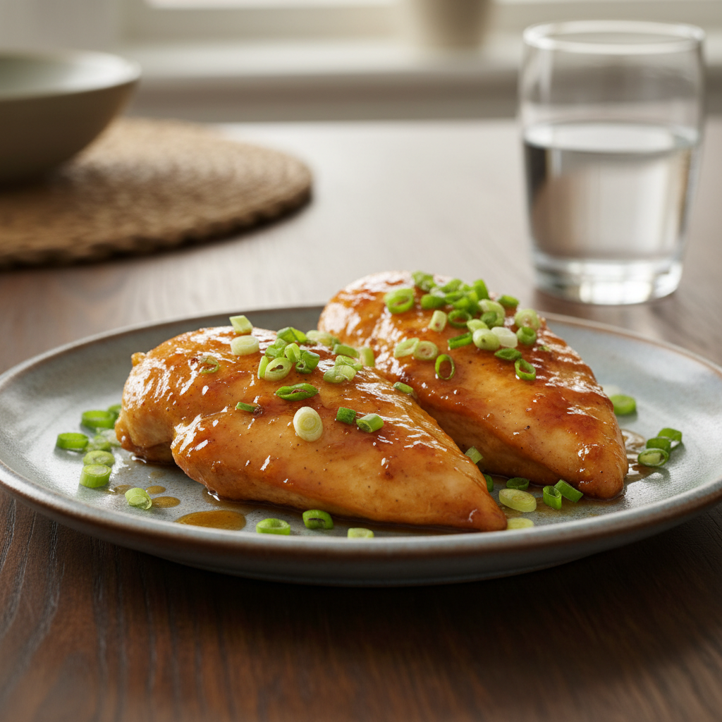 Chicken cooking in pan with golden brown crust