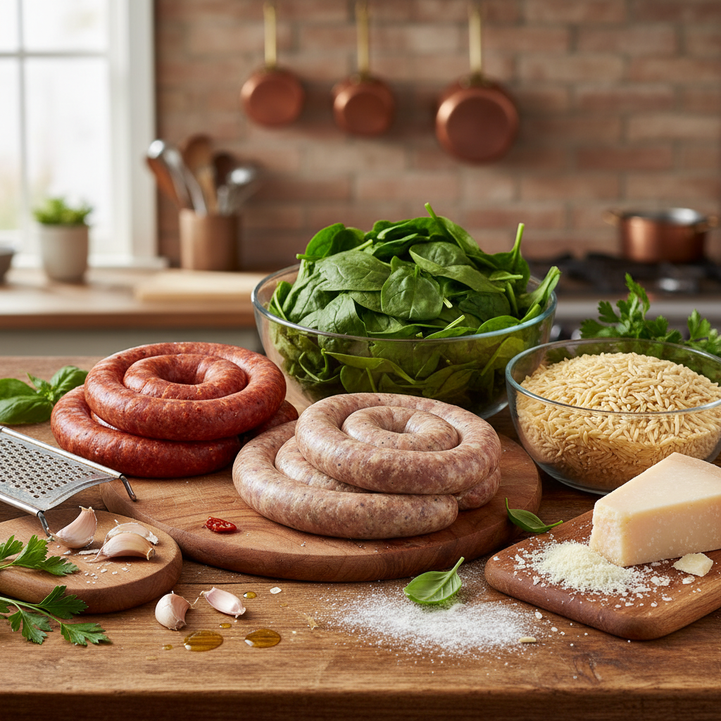 Ingredients for Orazole pasta with Italian sausage