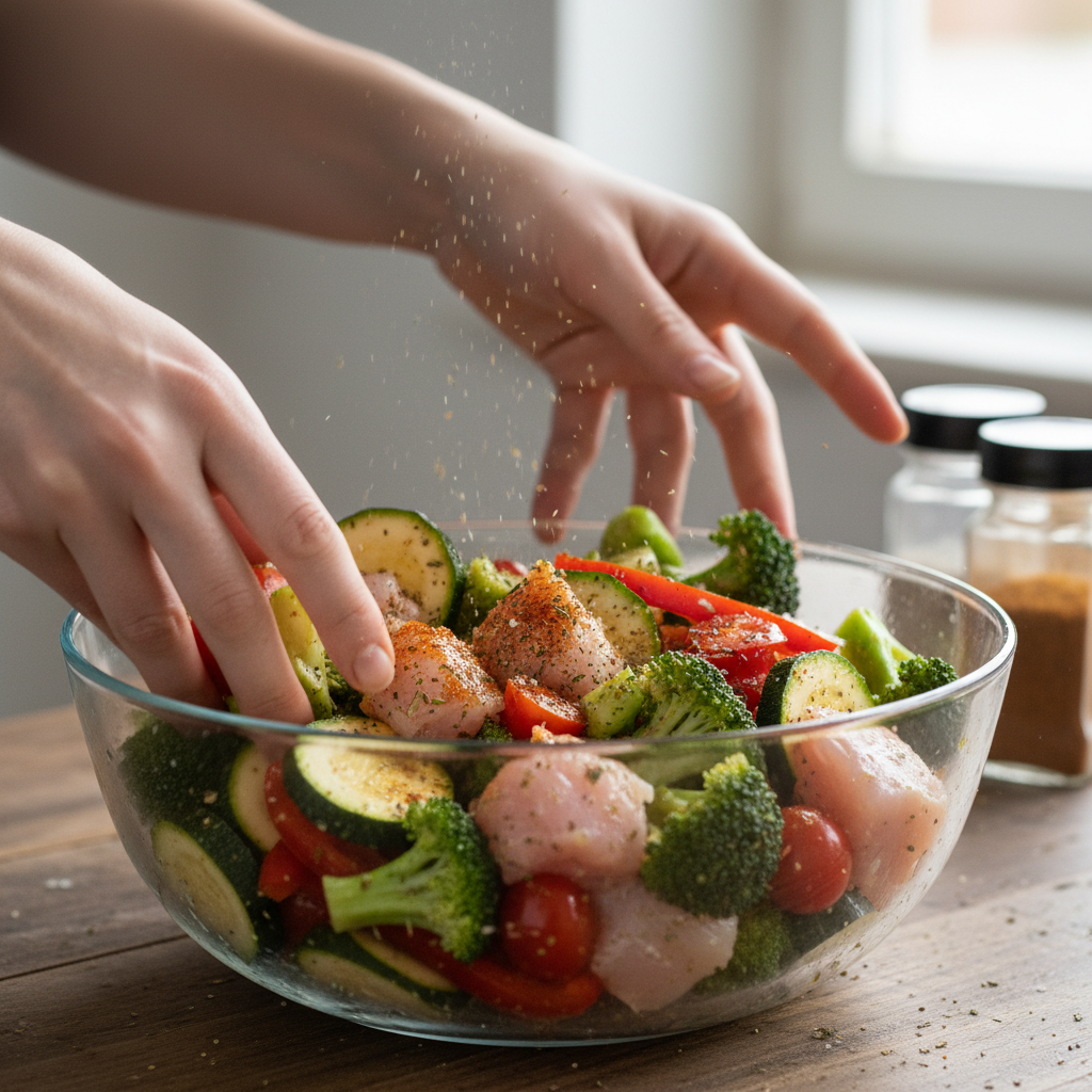 Vegetables stir-fried in skillet
