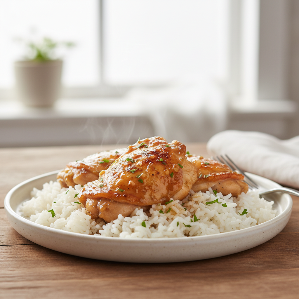Golden crispy honey garlic chicken close-up