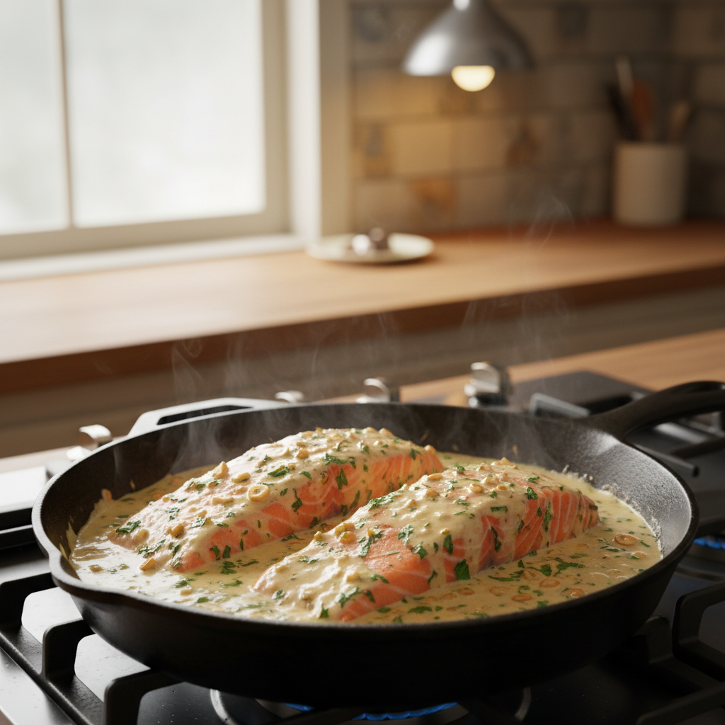 Sauce cooking in skillet