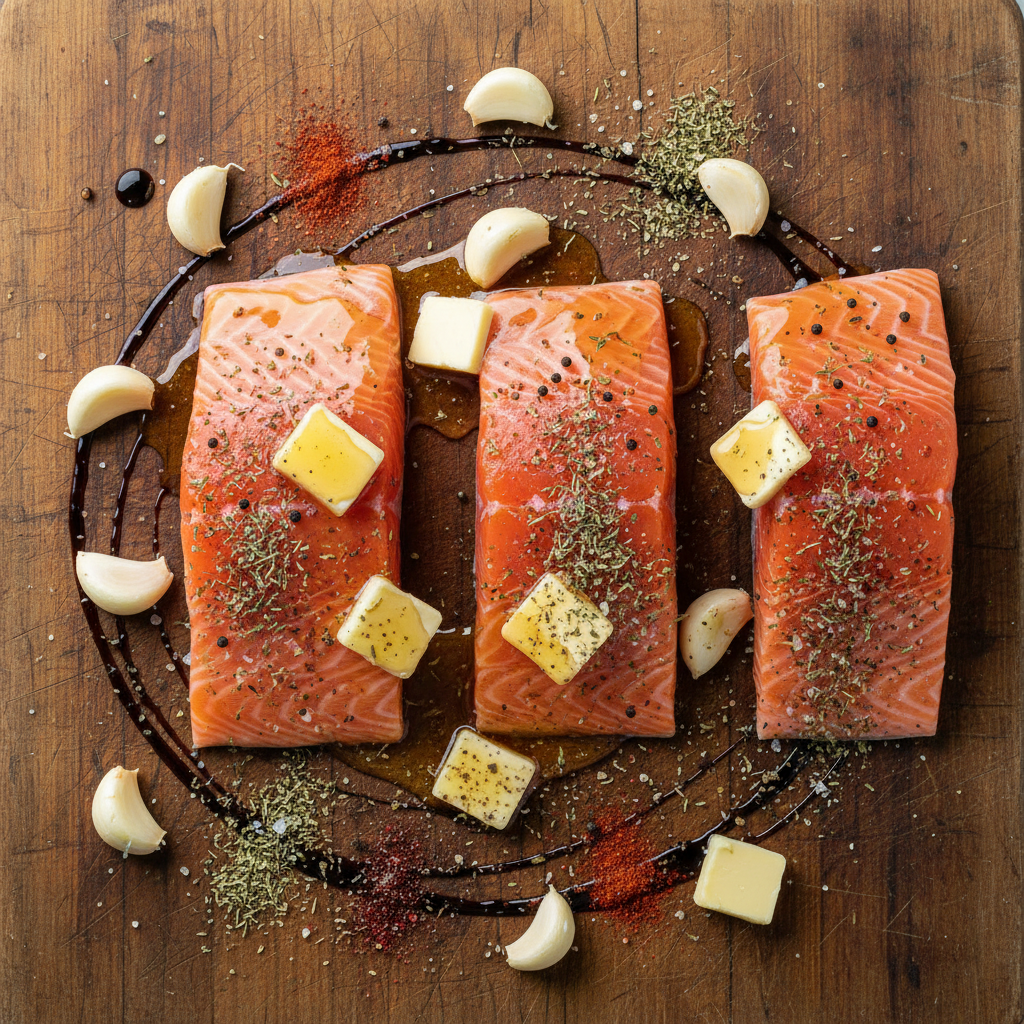 Ingredients for honey-glazed salmon