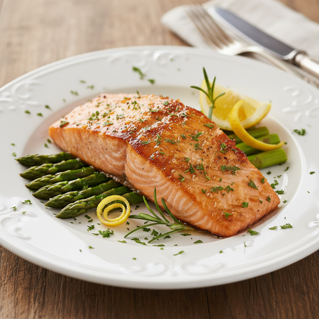 Finished honey glazed salmon ready to serve