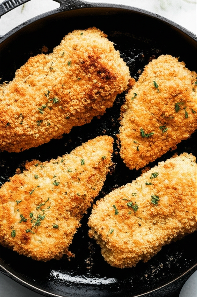 Delicious Lemon Chicken with Parmesan Crust in a plate