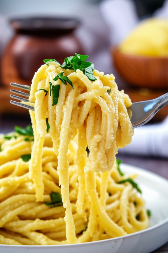 Lemon Ricotta Pasta close-up with fresh lemon and pasta