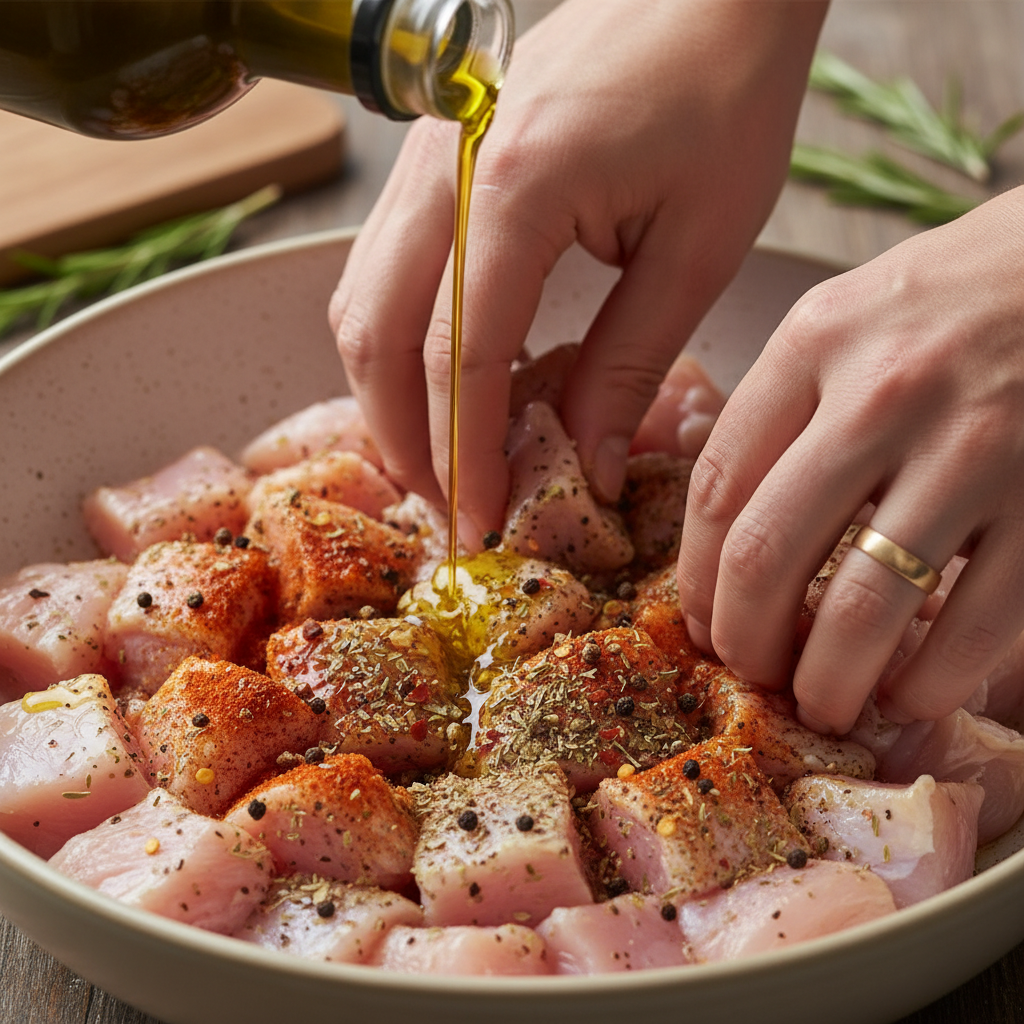 Sautéed chicken and seasonings for Marry Me Chicken Pasta