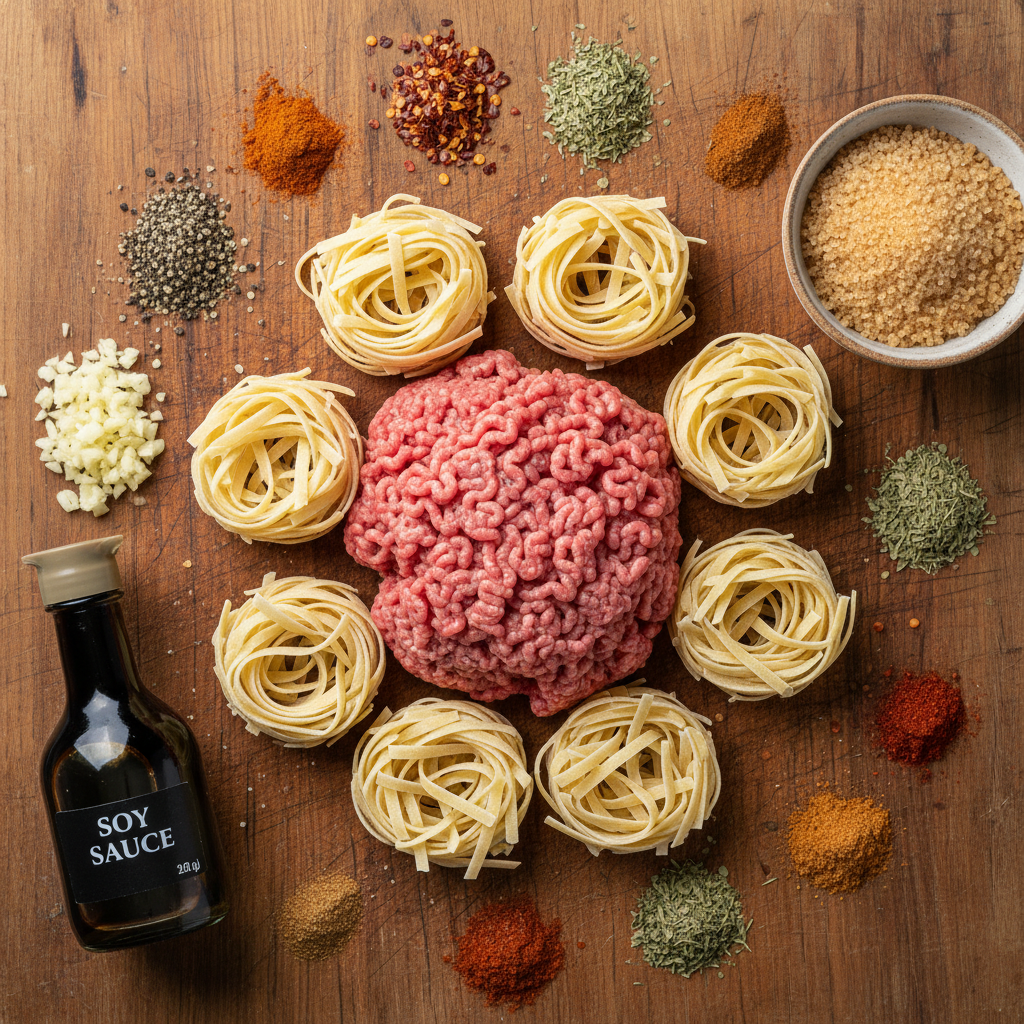 Kitchen tools for Mongolian Ground Beef Noodles